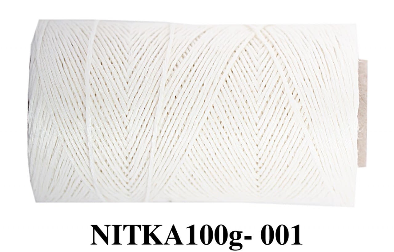 Nić lniana nabłyszczana 100g/120mb, biała
