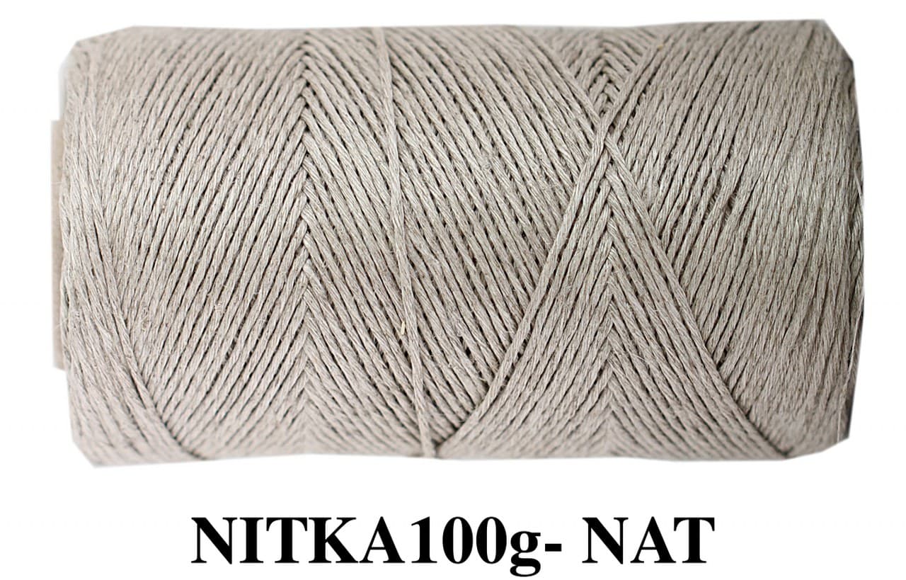 Nić lniana nabłyszczana 100g/120mb, naturalna