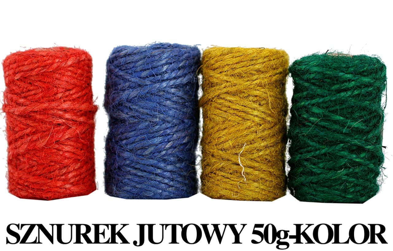 Sznurek jutowy, 50g/25mb, kolorowy