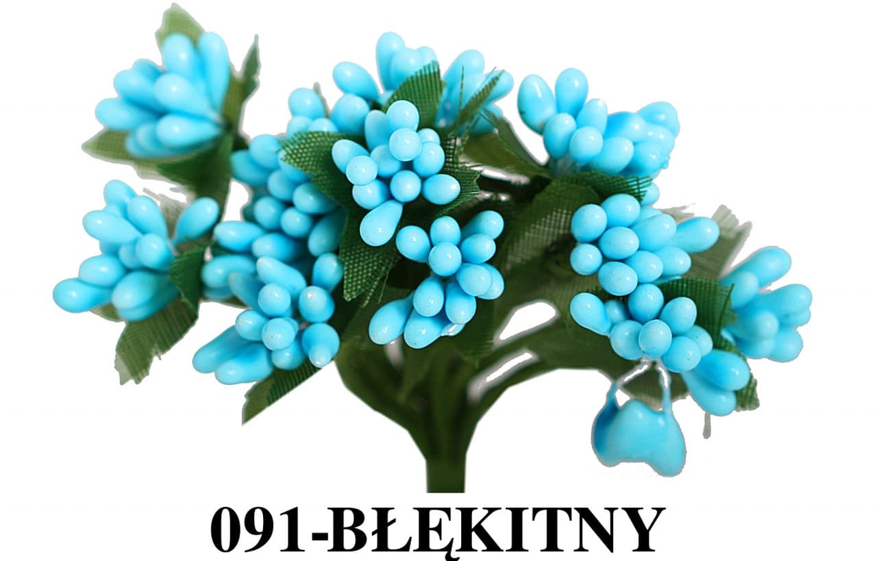 Pręciki na druciku ryż 12cm/12szt, błękitne