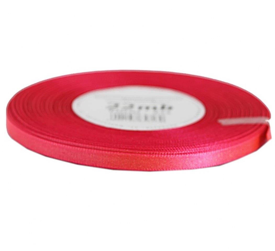 Wstążka satynowa z brokatem 6mm/22mb, ciemnoróżowa