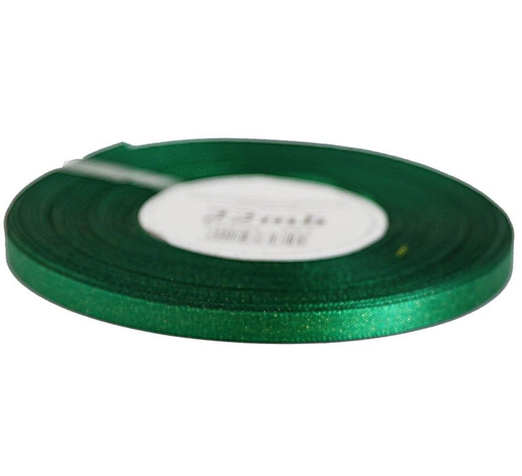 Wstążka satynowa z brokatem 6mm/22mb c.zielona
