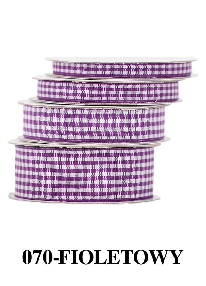 Wstążka materiałowa w kratkę 6mm/9mb, fioletowa