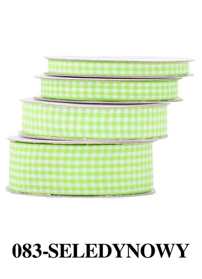Wstążka materiałowa w kratkę 6mm/9mb, seledynowa