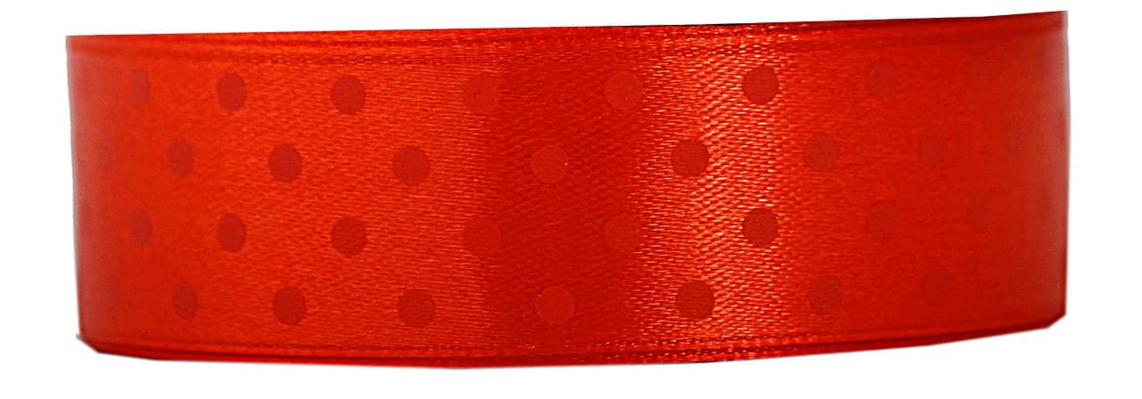 Wstążka satynowa w kropki czerwone, 25mm/22mb 