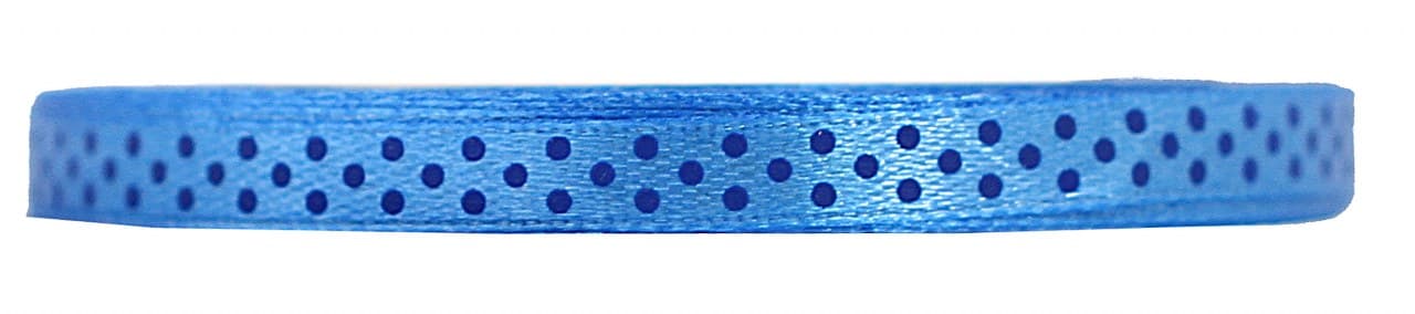Wstążka satynowa w kropki niebieskie, 6mm/22mb 