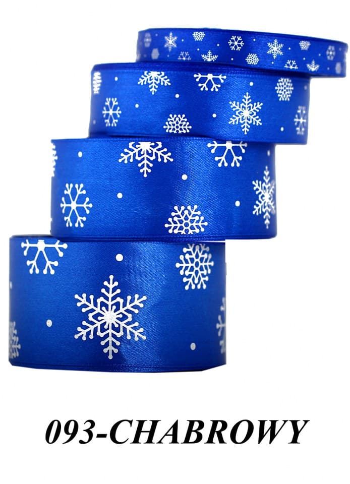 Wstążka satynowa śnieżynki, 38mm/22mb, chabrowa
