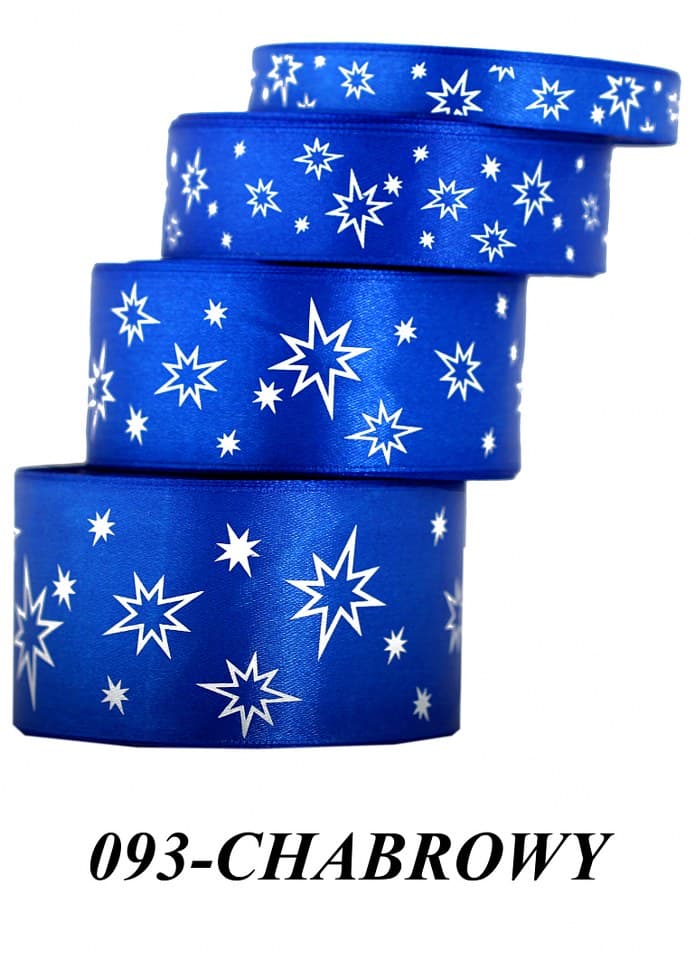 Wstążka satynowa gwiazdki, 38mm/22mb, chabrowa