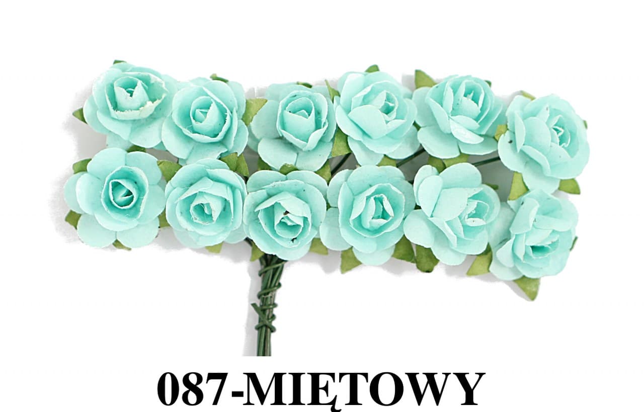Kwiaty papierowe 15mm/72szt, miętowe