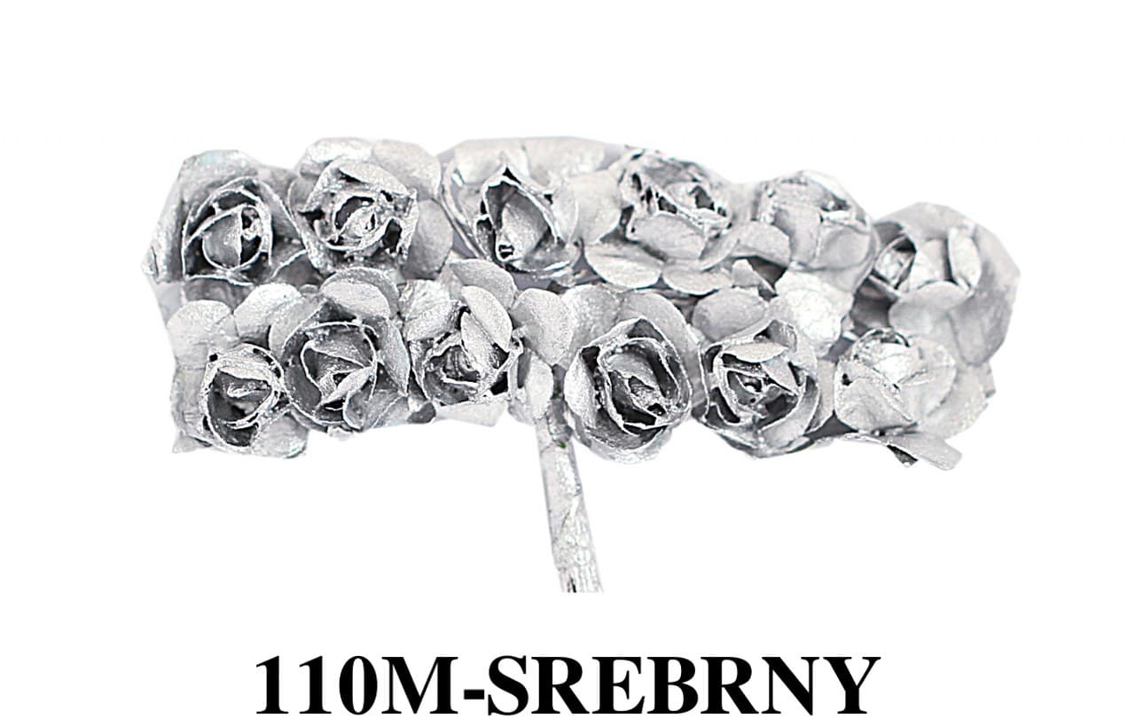 Kwiaty papierowe 15mm/72szt, srebrne metaliczne