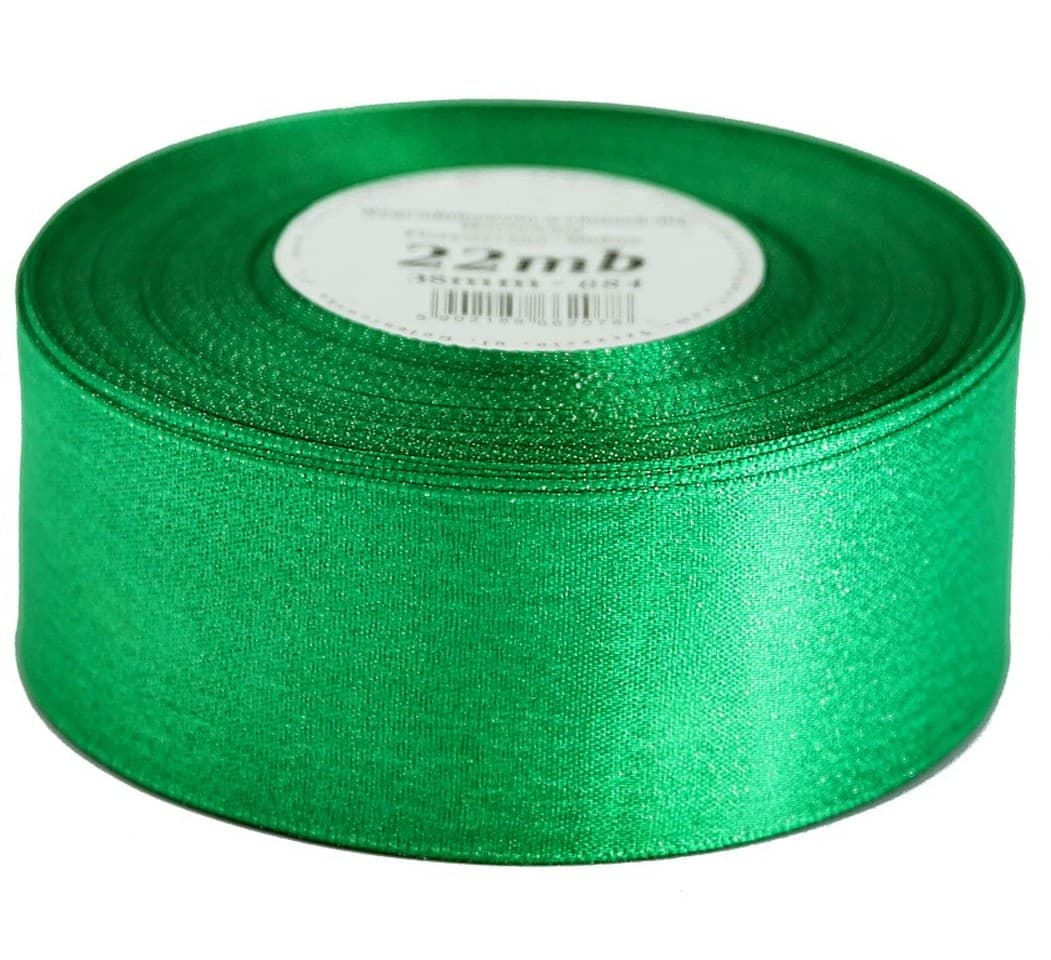 Wstążka satynowa z brokatem 38mm/22m zielona trawa