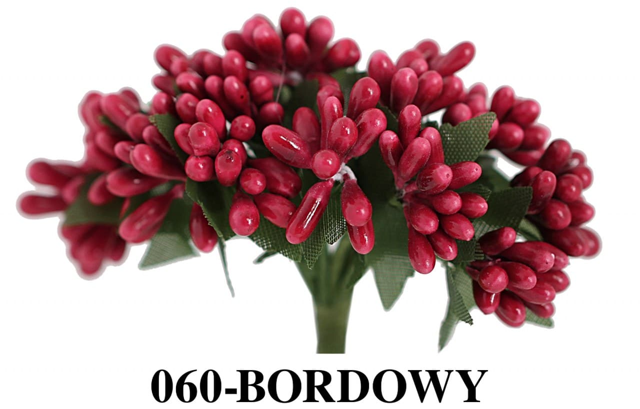 Pręciki na drucie ryż śr.2cm/12szt, bordowe