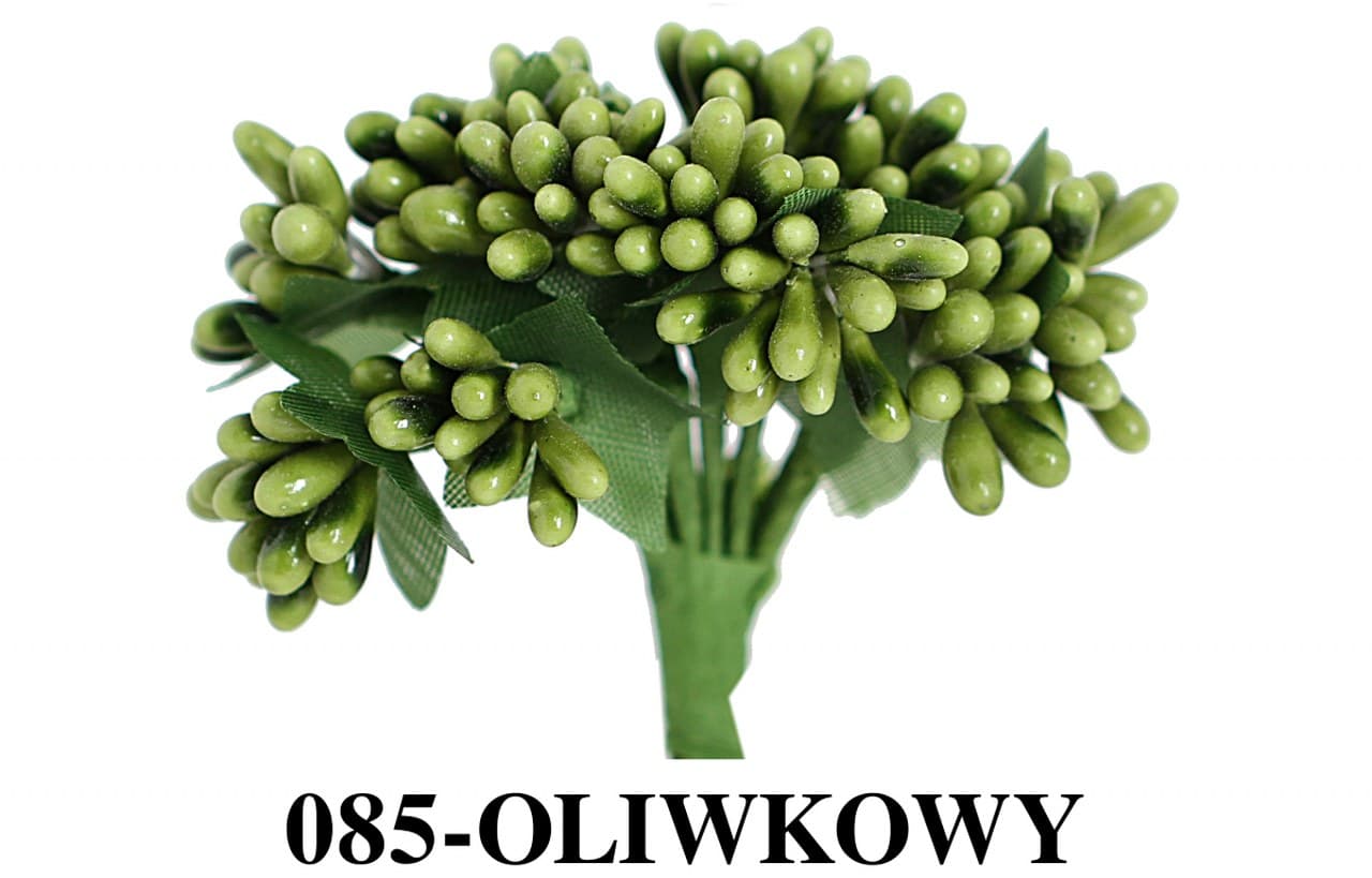 Pręciki na druciku ryż 2cm/12szt, oliwkowe