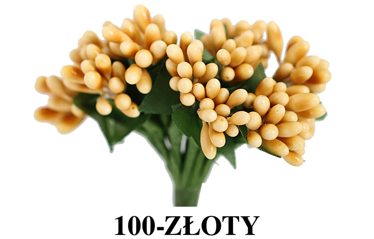 Pręciki na druciku ryż 2cm/12szt, złote