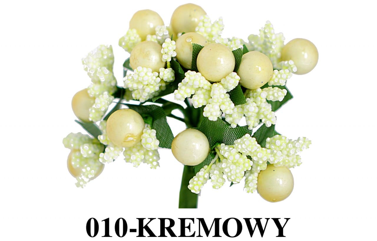 Kolorowe pręciki ryż+perła śr.2cm/12szt, kremowe