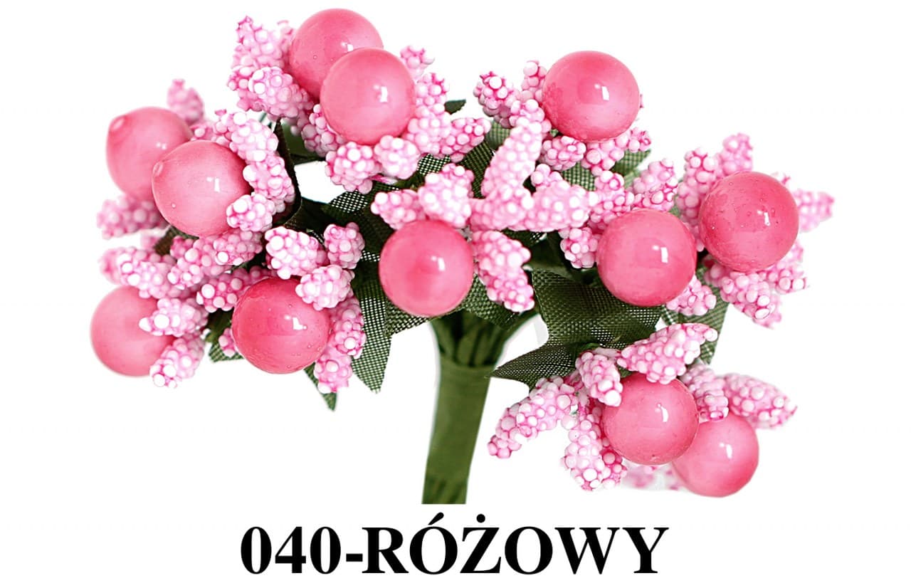 Kolorowe pręciki ryż+perła śr.2cm/12szt, różowe