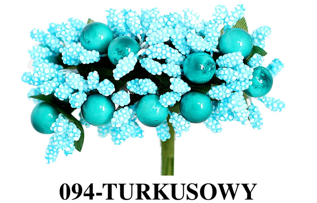 Kolorowe pręciki ryż+perła śr.2cm/12szt, turkusowe