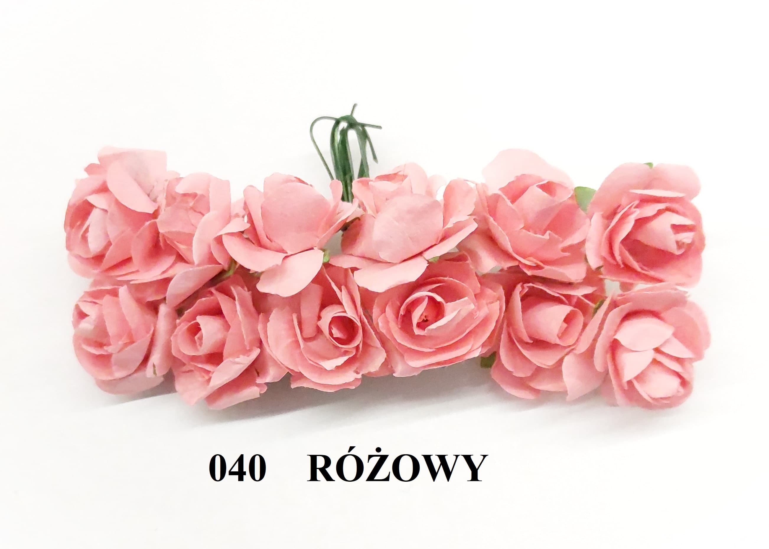 Kwiaty papierowe na drucie, 15mm/12szt, różowe