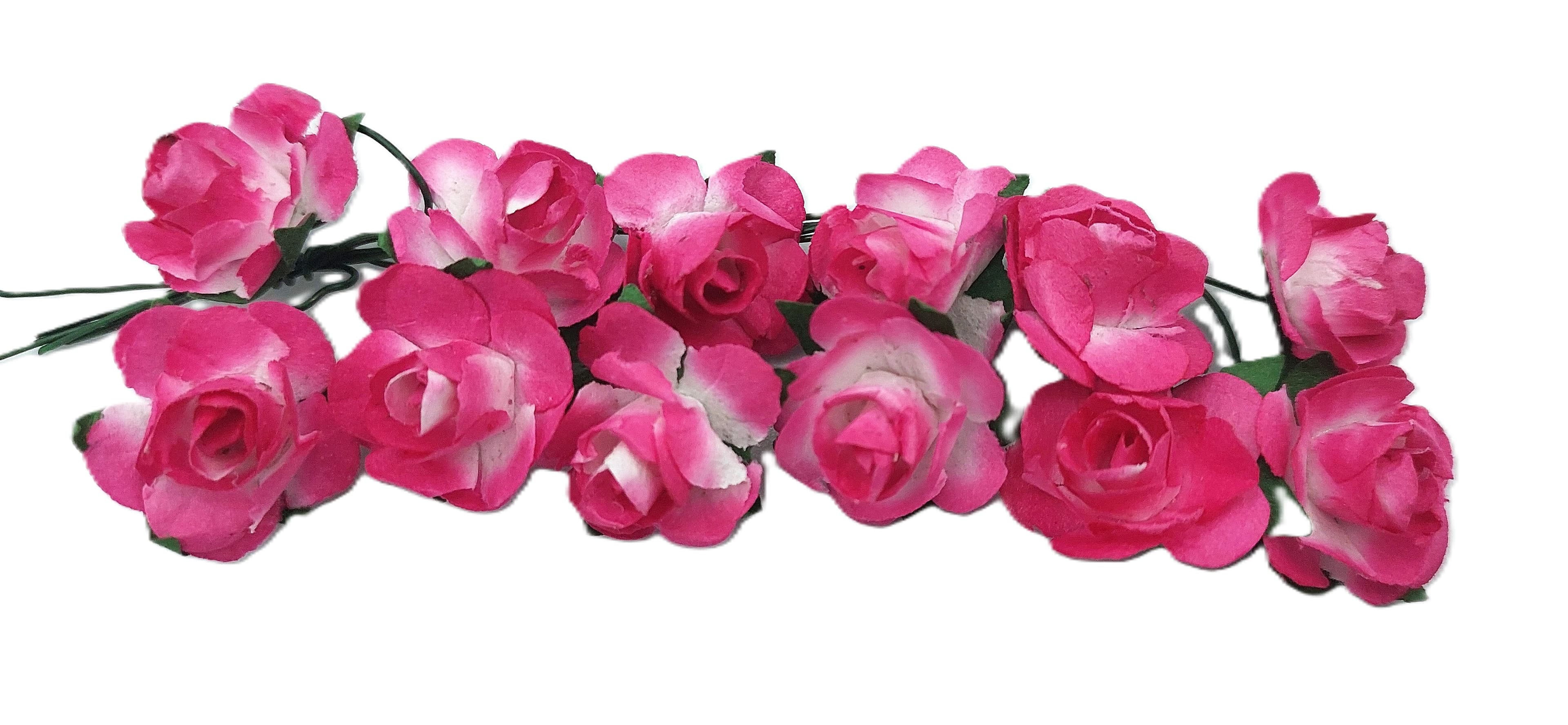 Kwiaty papierowe na drucie, 15mm/12szt, amarantowe