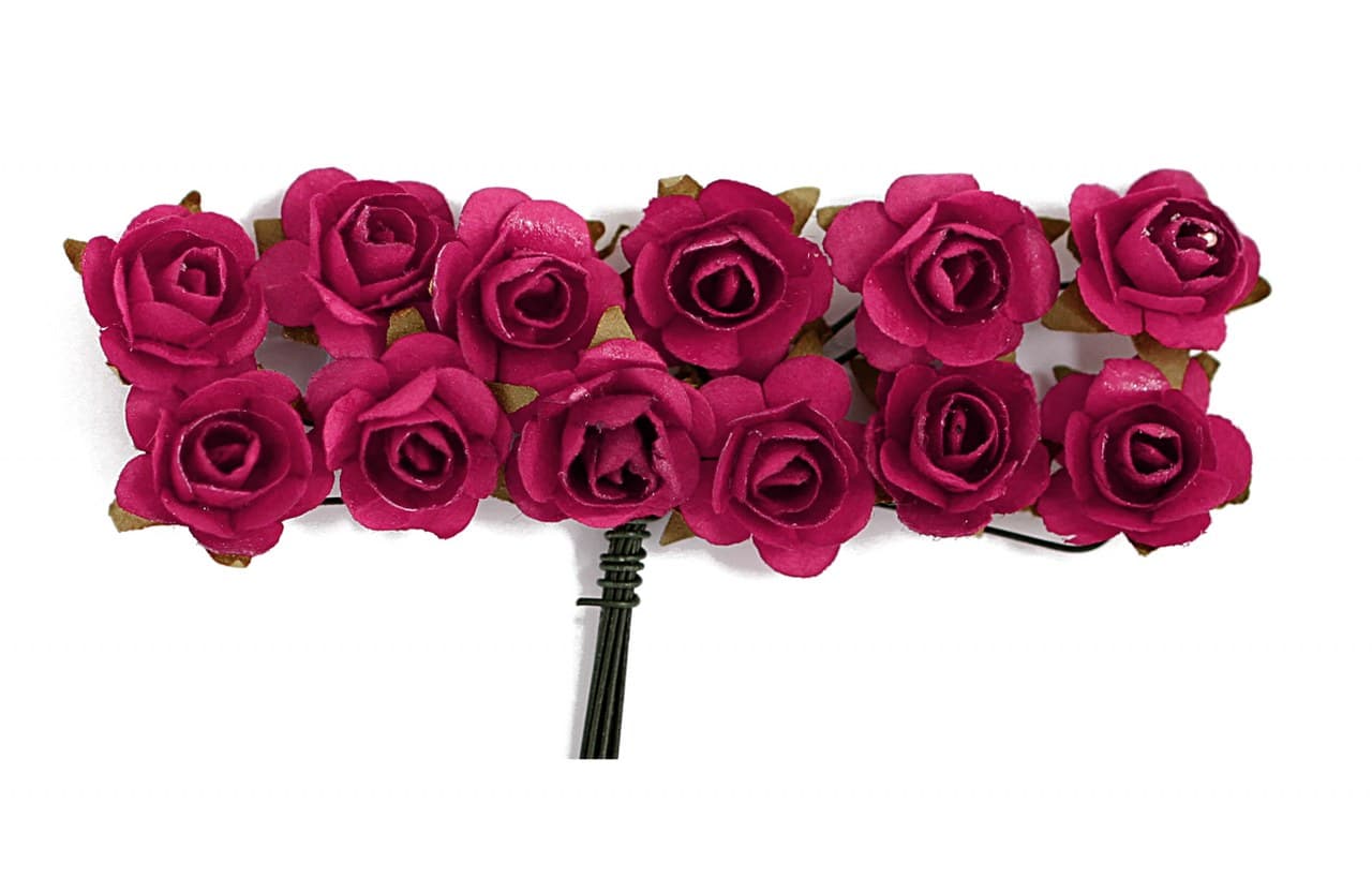 Kwiaty papierowe na drucie, 15mm/12szt, bordowe