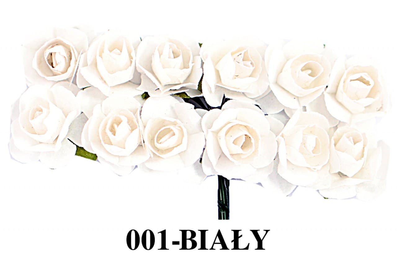 Kwiaty papierowe na drucie, 20mm/12szt, białe