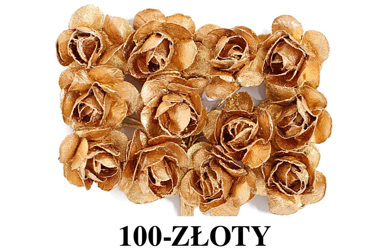 Kwiaty papierowe śr.20mm/12szt, złote metaliczne