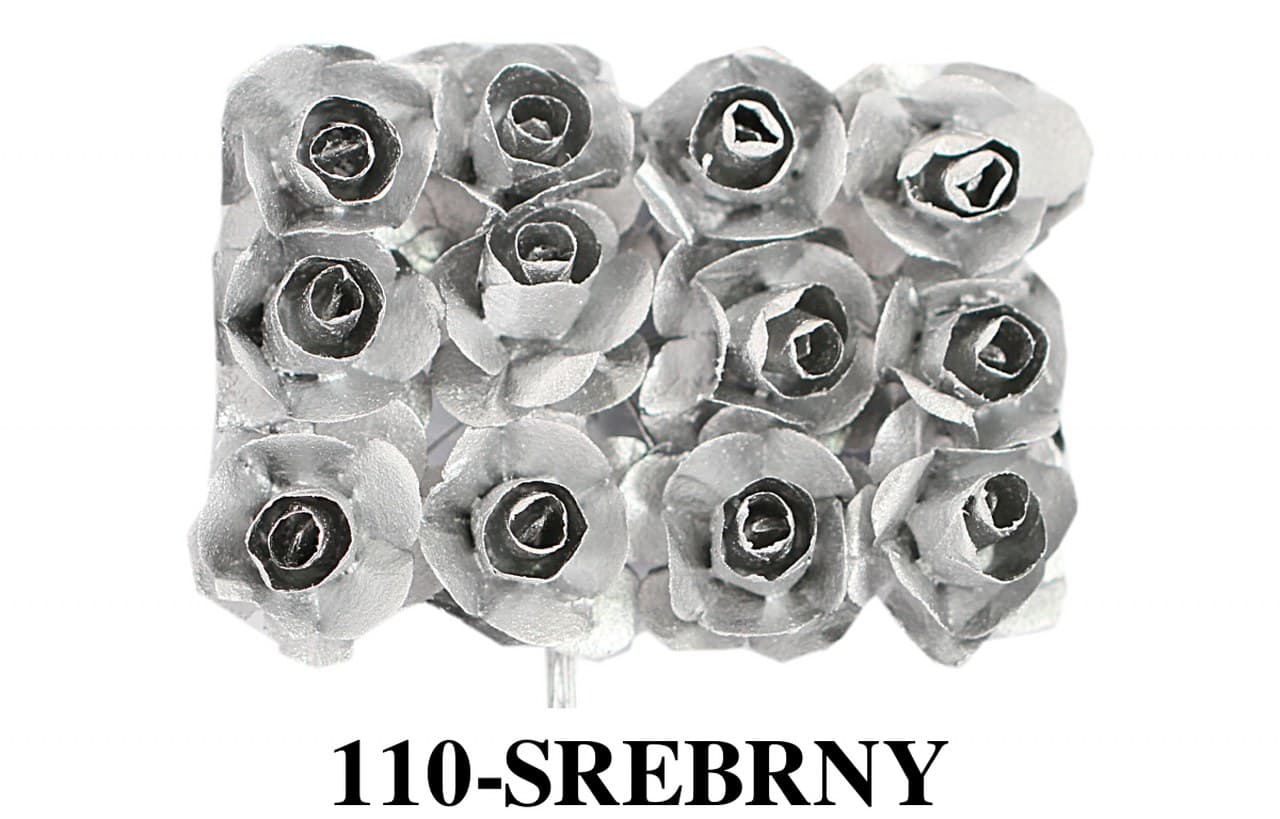 Kwiaty papierowe śr.20mm/12szt, srebrne metaliczne