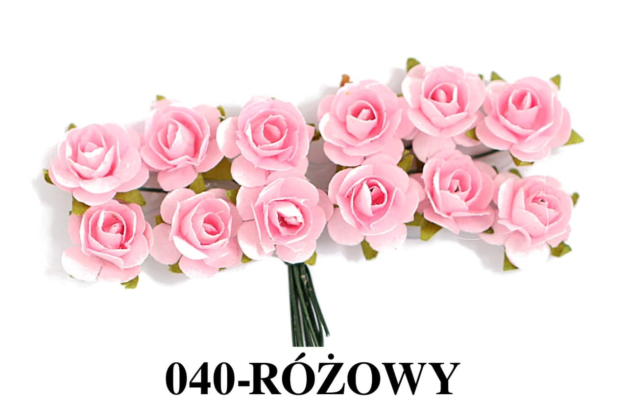 Kwiaty papierowe 15mm/72szt, różowe