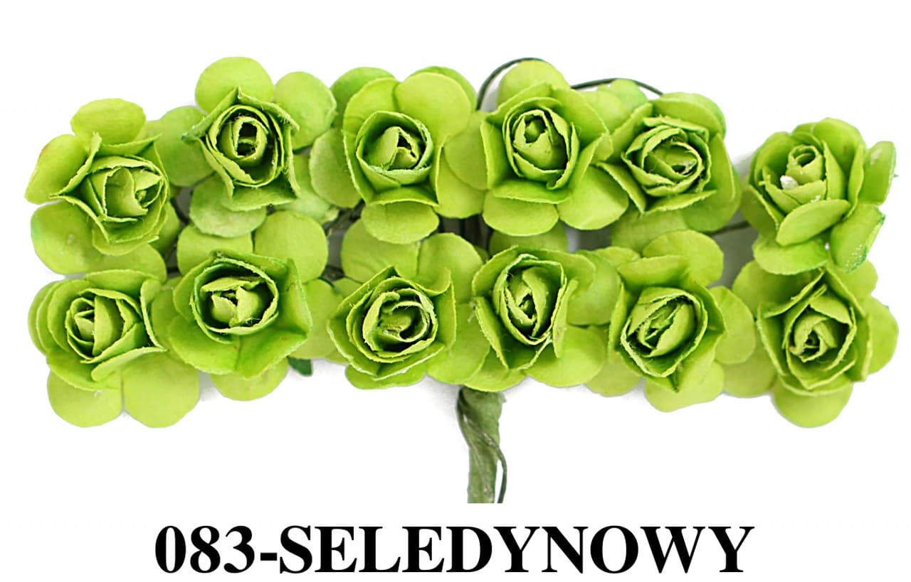 Kwiaty papierowe na drucie, 20mm/12szt, seledynowe