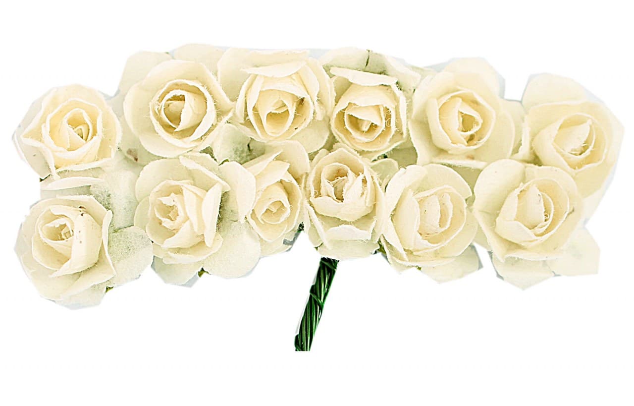 Kwiaty papierowe na drucie, 20mm/12szt, c.krem