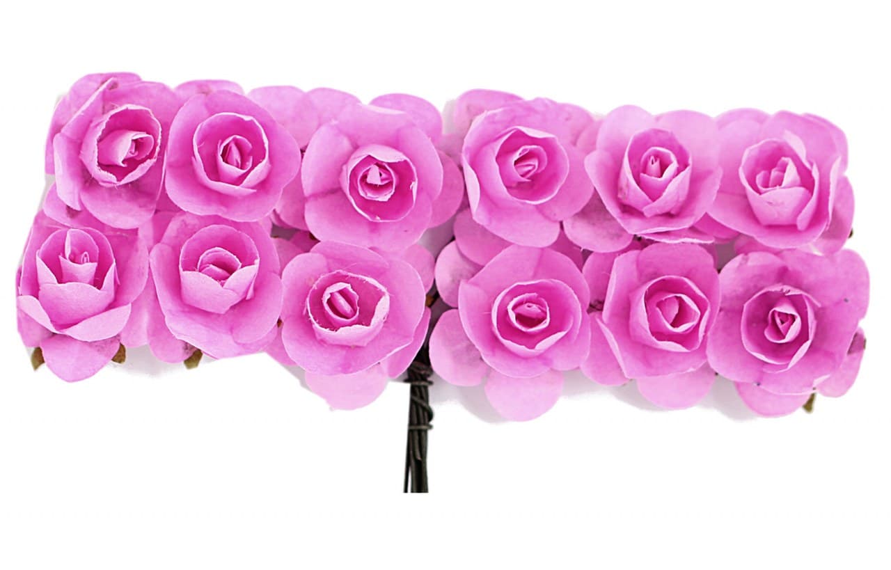 Kwiaty papierowe na drucie, 20mm/12szt, wrzosowe