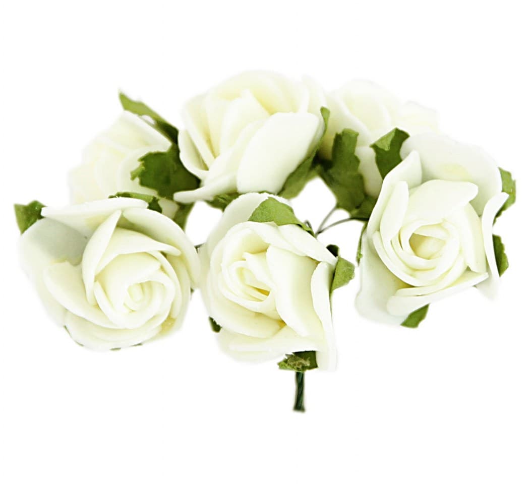 Piankowe kwiaty na drucie, śr.3cm/6szt, kremowe