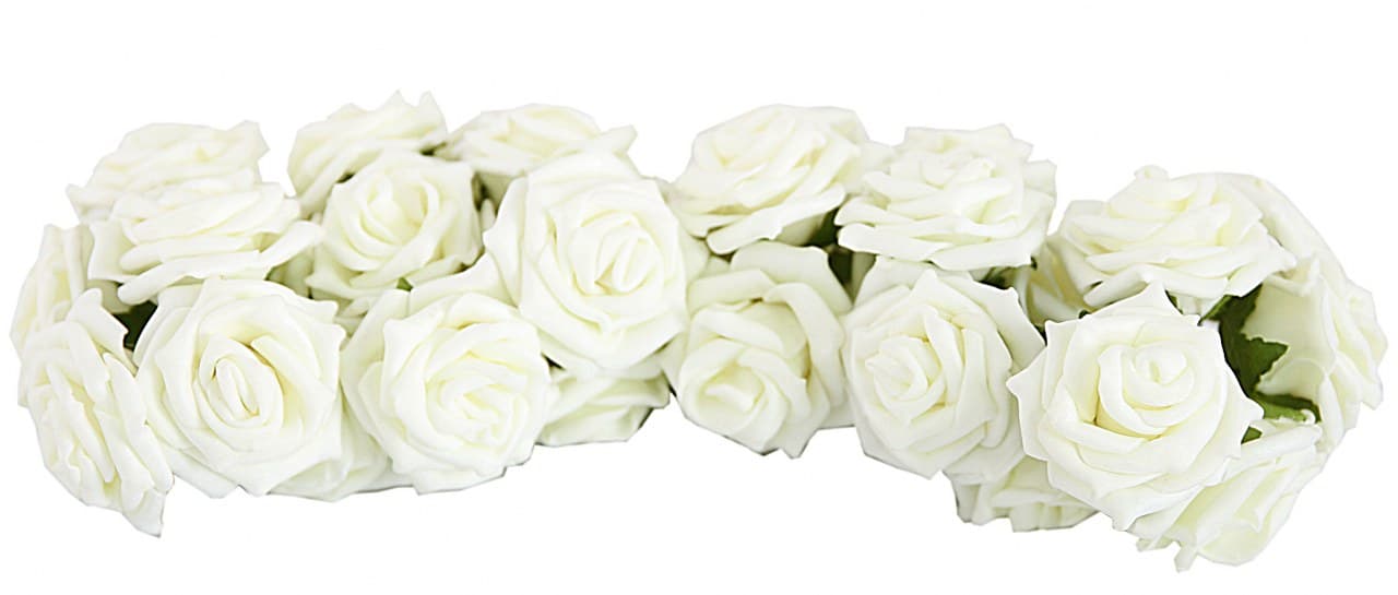 Piankowe kwiaty na drucie, śr.4cm/6x6szt, kremowe