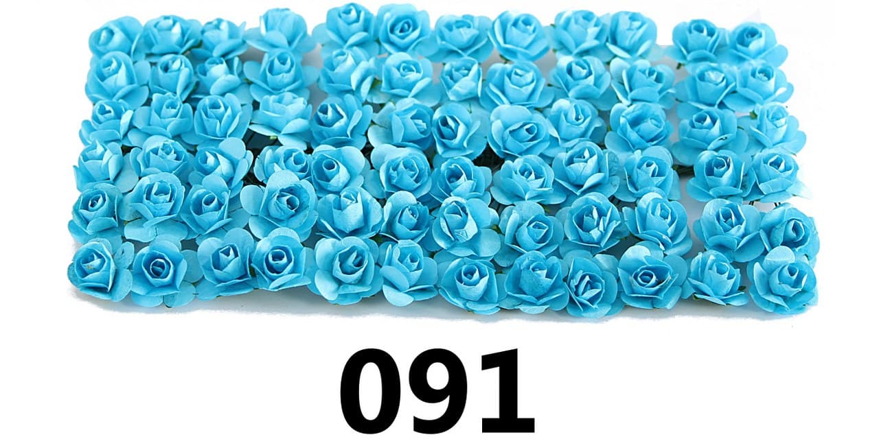 Kwiaty papierowe 15mm/72szt, błękitne