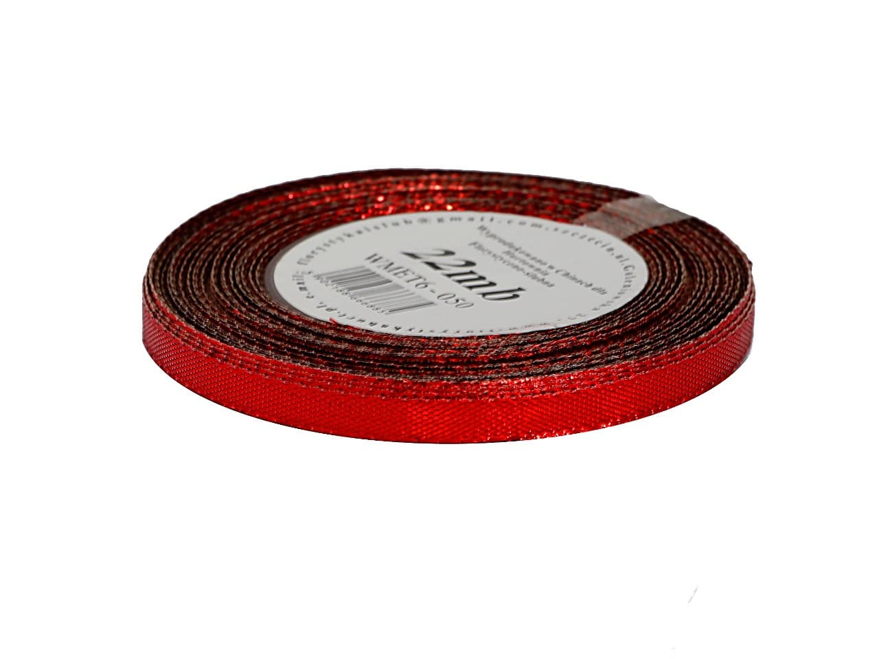 Wstążka metalizowana 6mm/22mb, czerwona