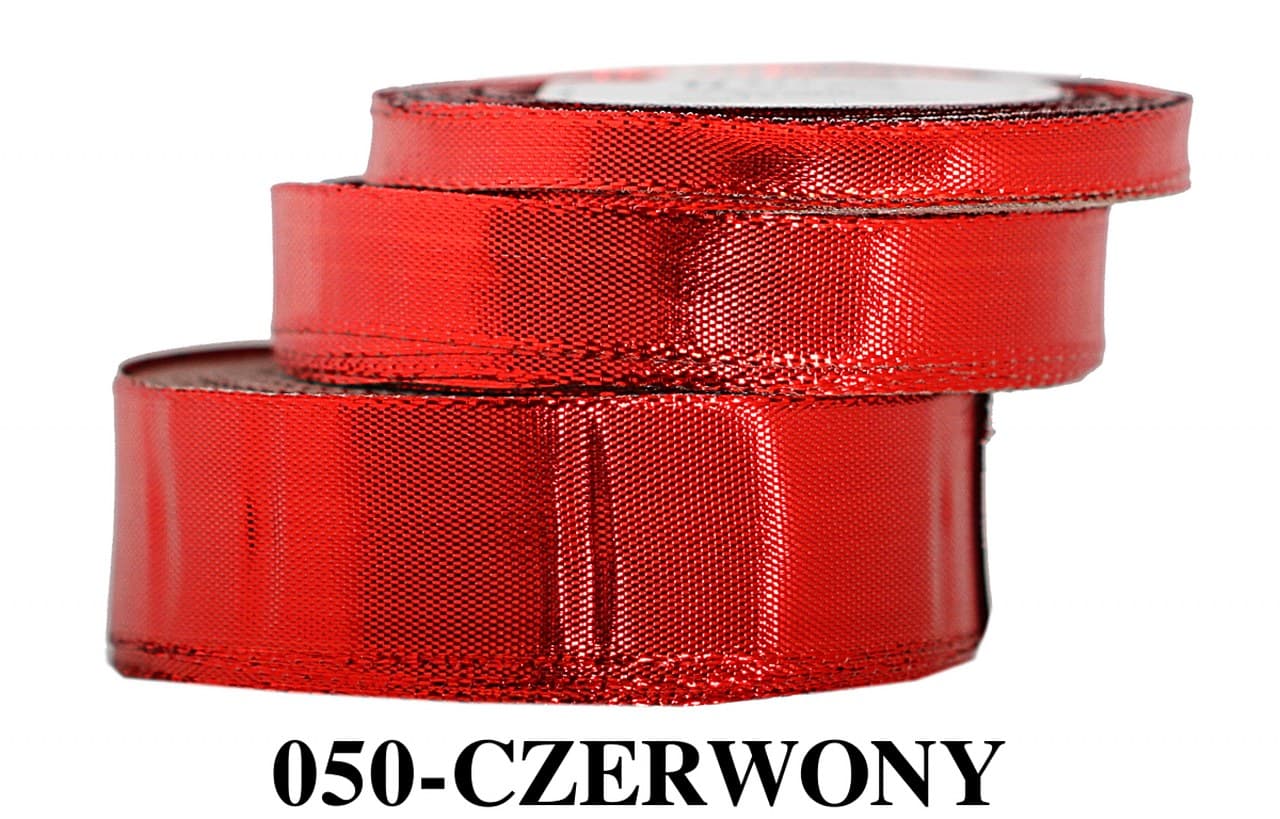 Wstążka metalizowana 6mm/22mb, czerwona