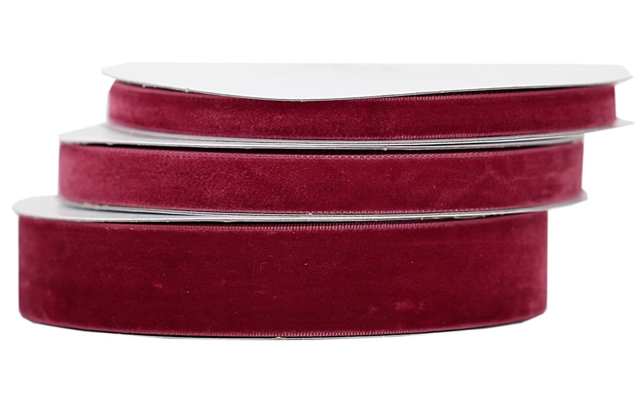 Wstążka aksamitna velvetowa, 9mm/9mb, bordowa