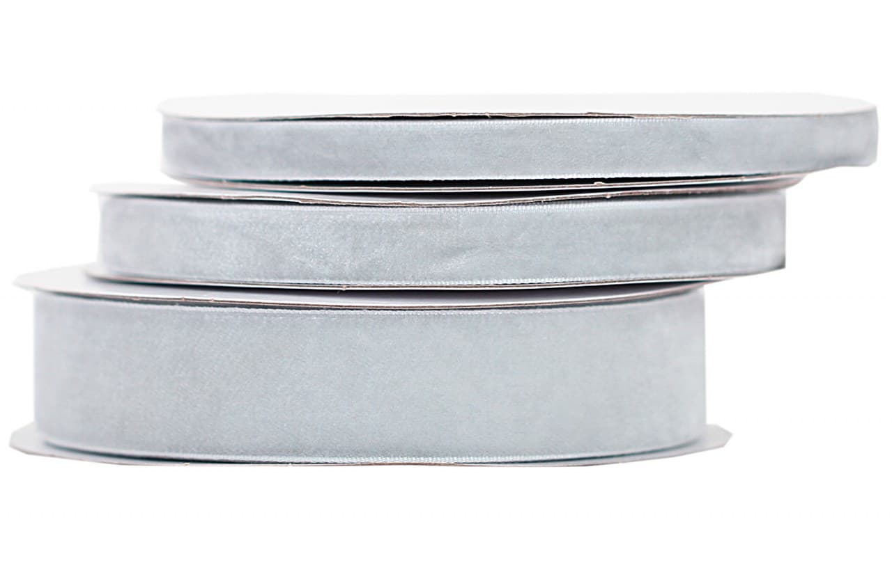 Wstążka aksamitna velvetowa, 9mm/9mb, srebrna