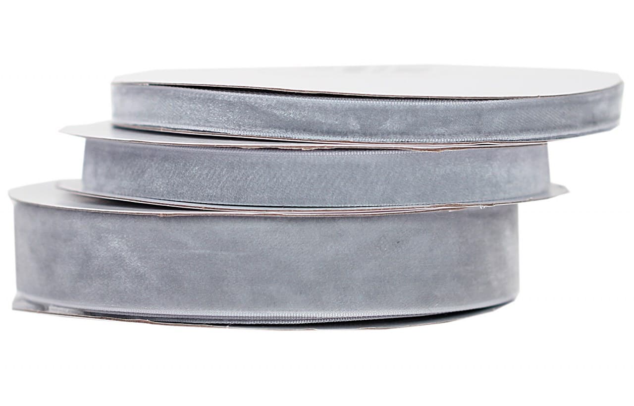 Wstążka aksamitna velvetowa, 9mm/9mb, szara