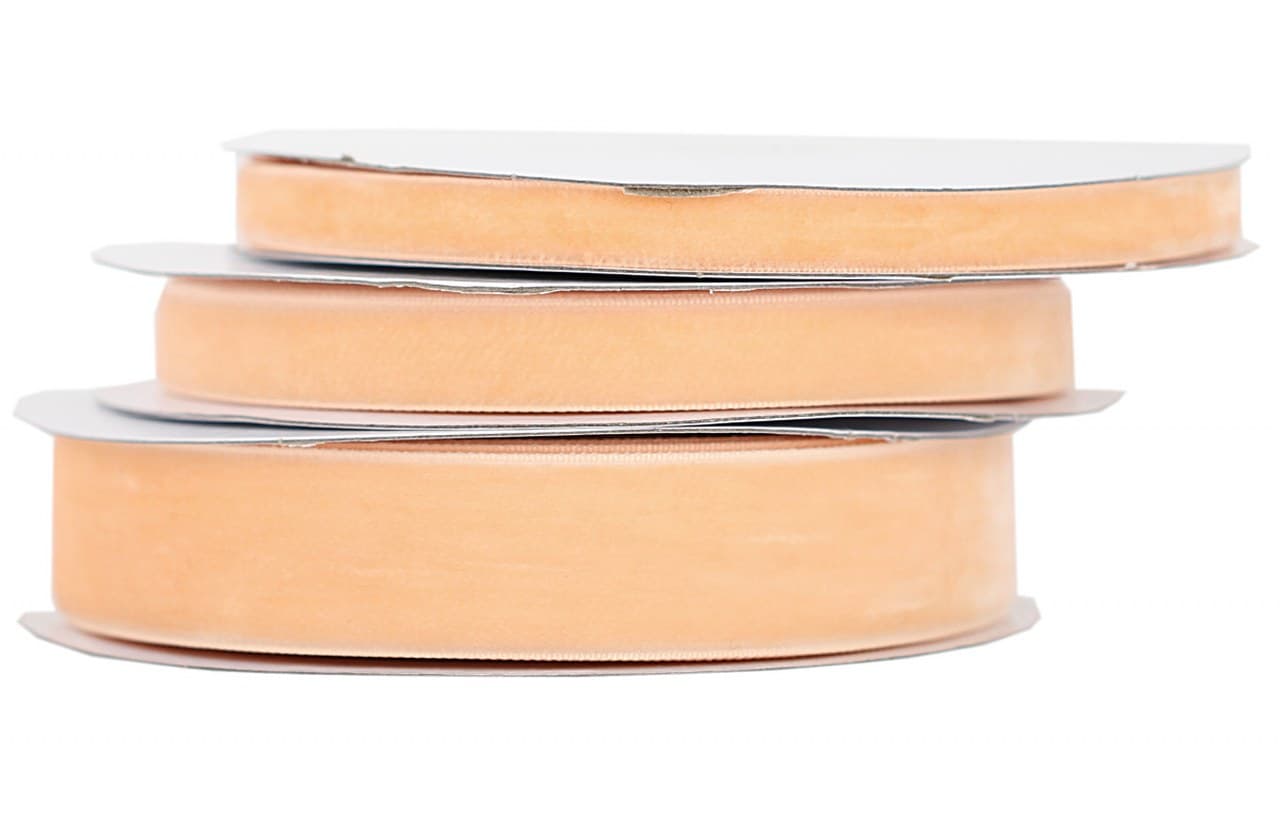 Wstążka aksamitna velvetowa, 12mm/9mb, morelowa