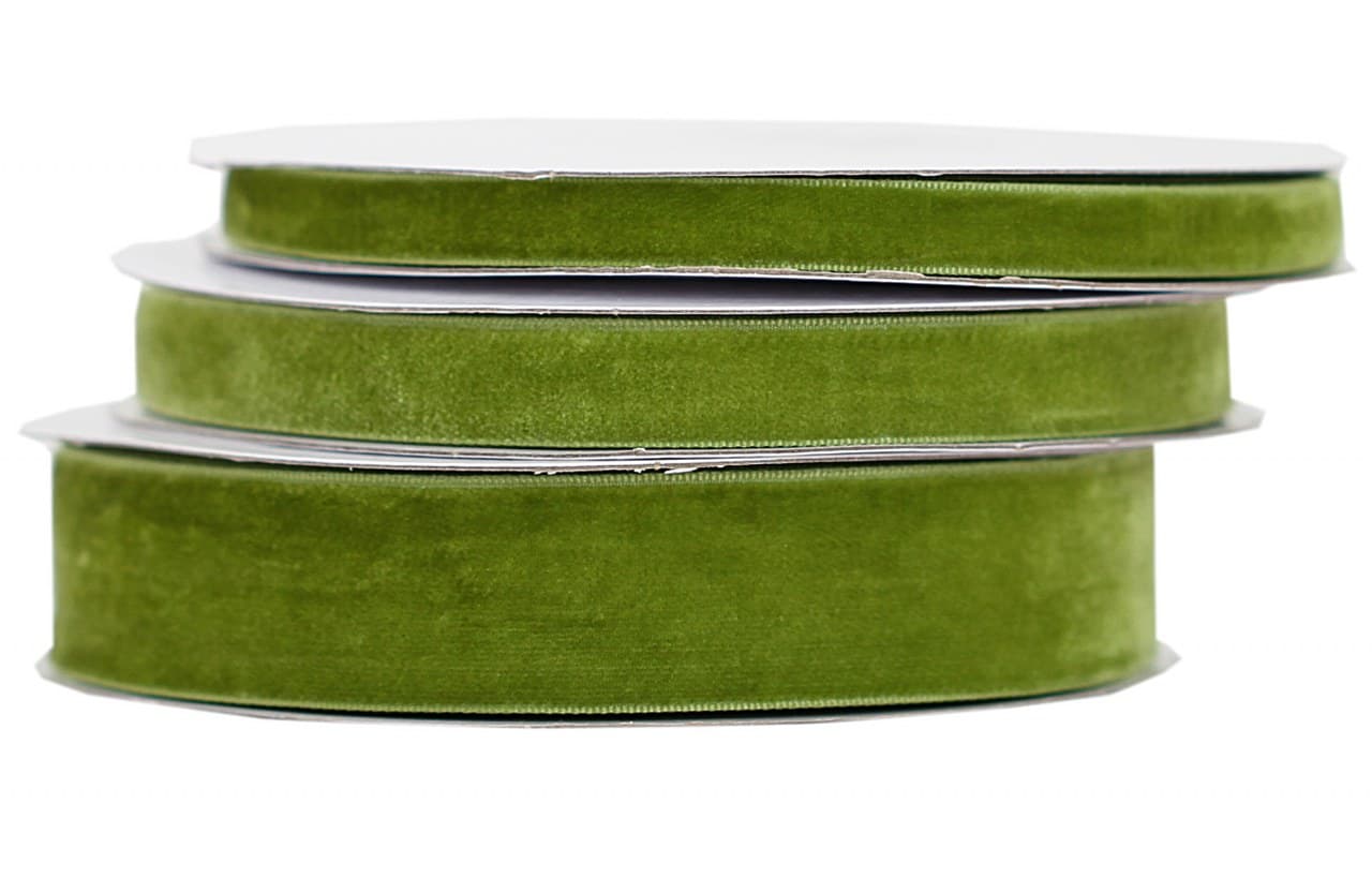 Wstążka aksamitna velvetowa, 12mm/9mb, c.oliwka