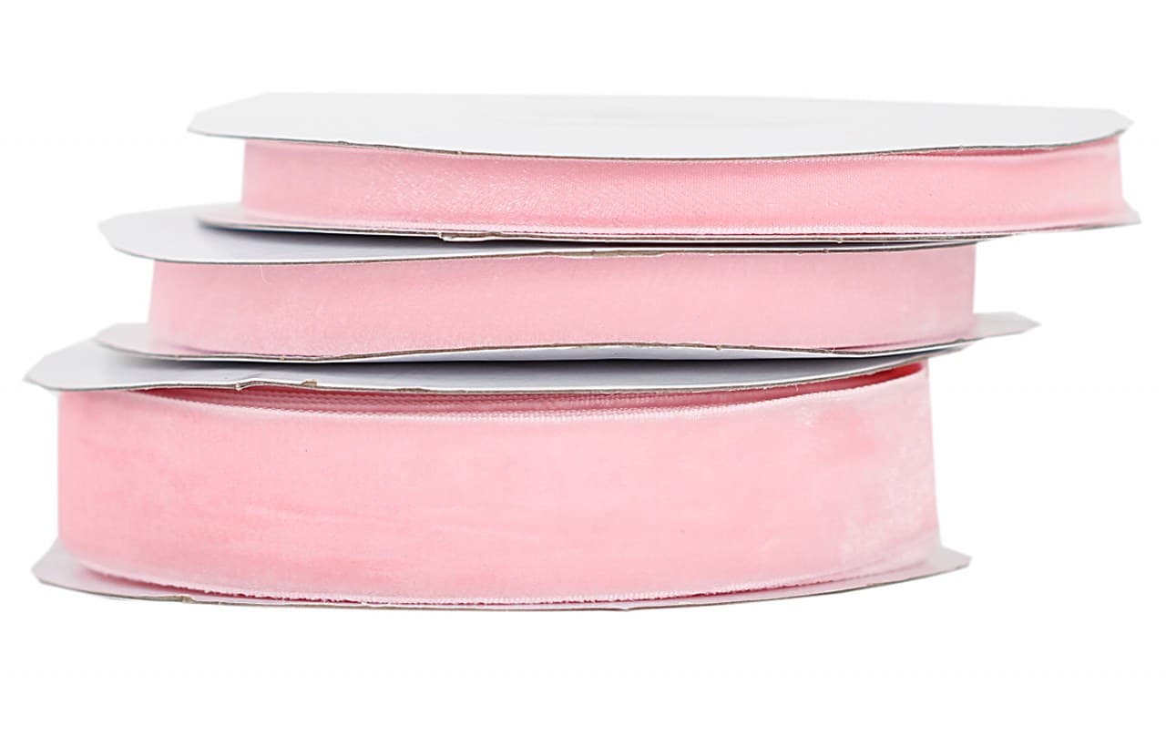 Wstążka aksamitna velvetowa, 25mm/9mb, średni róż