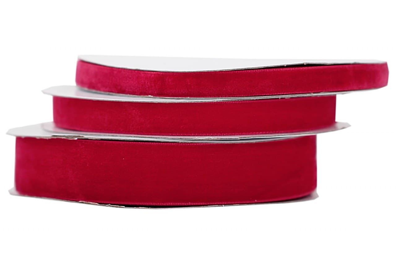 Wstążka aksamitna velvetowa, 25mm/9mb, j.bordowa