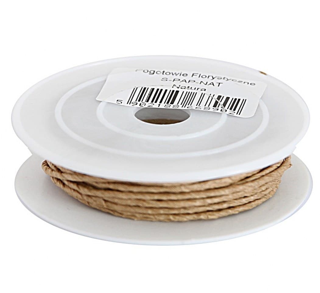 Sznur papierowy z drutem, 3mm/10mb, naturalny