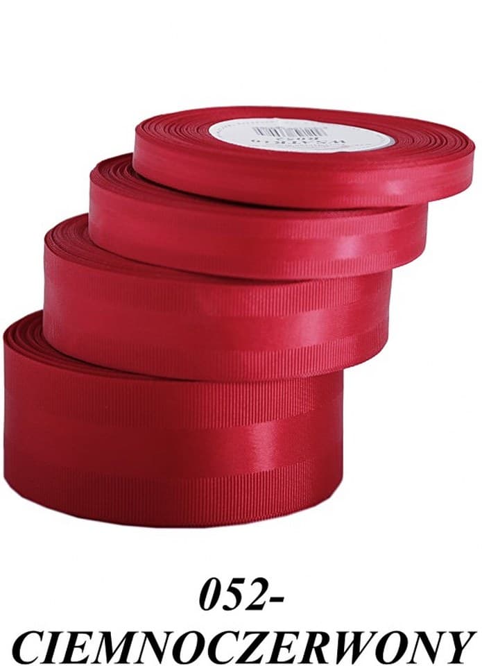 Wstążka z paskiem satyna/ryps 10mm/20y, c.czerwona