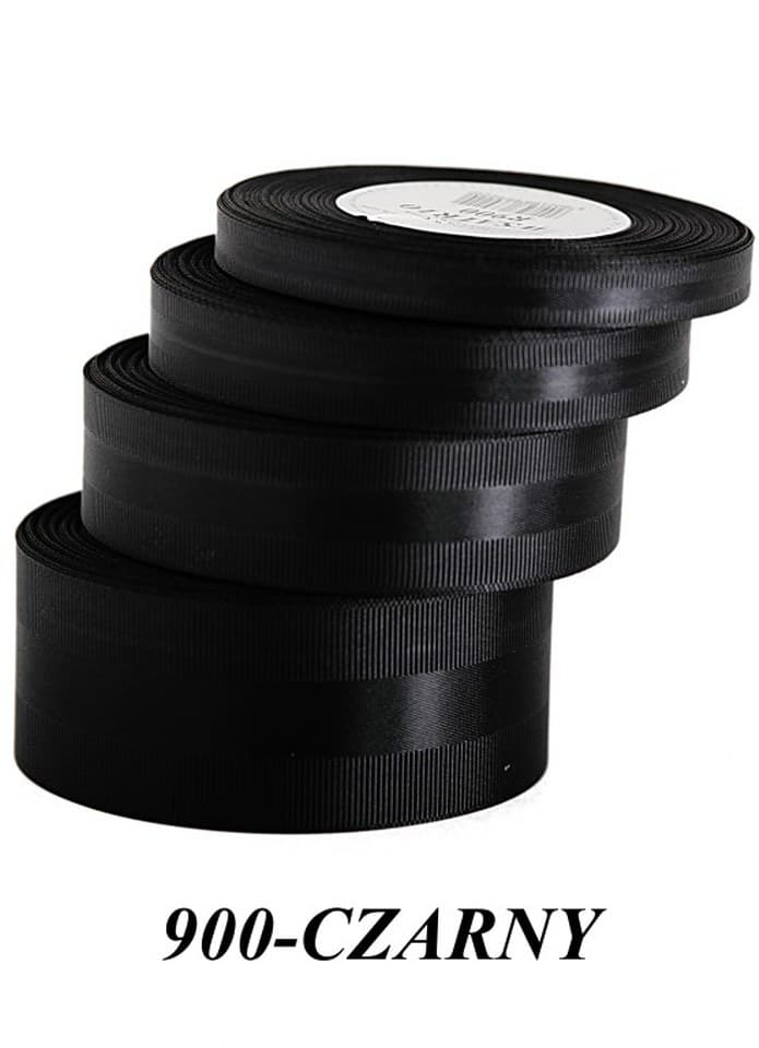 Wstążka z paskiem satyna/ryps 10mm/20y, czarna