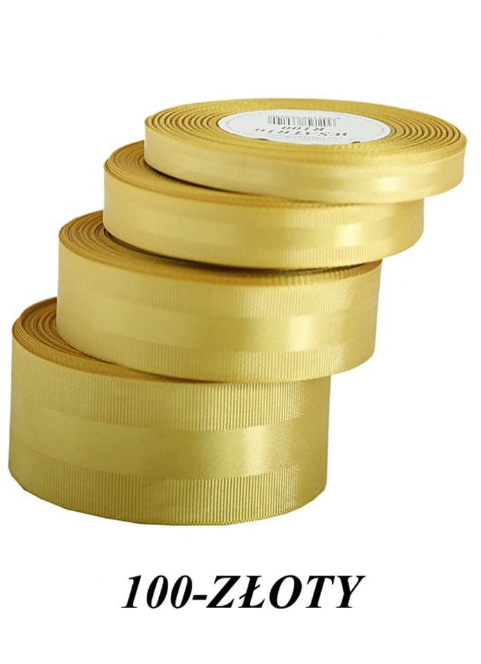 Wstążka z paskiem satyna/ryps,15mm/20y, złota