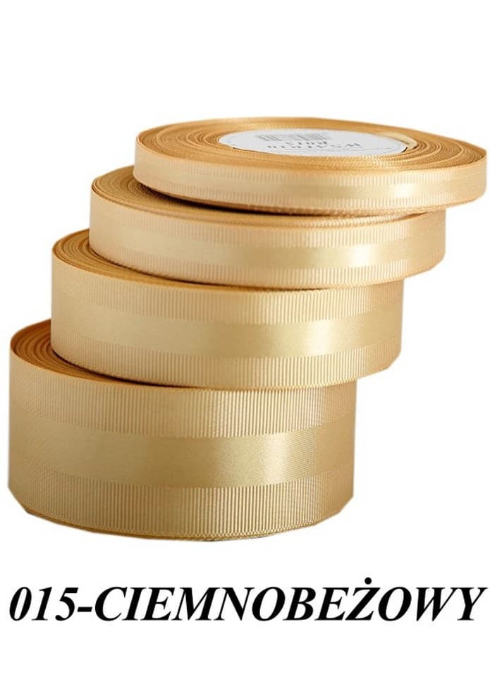 Wstążka z paskiem satyna/ryps,25mm/20y, c.beżowa