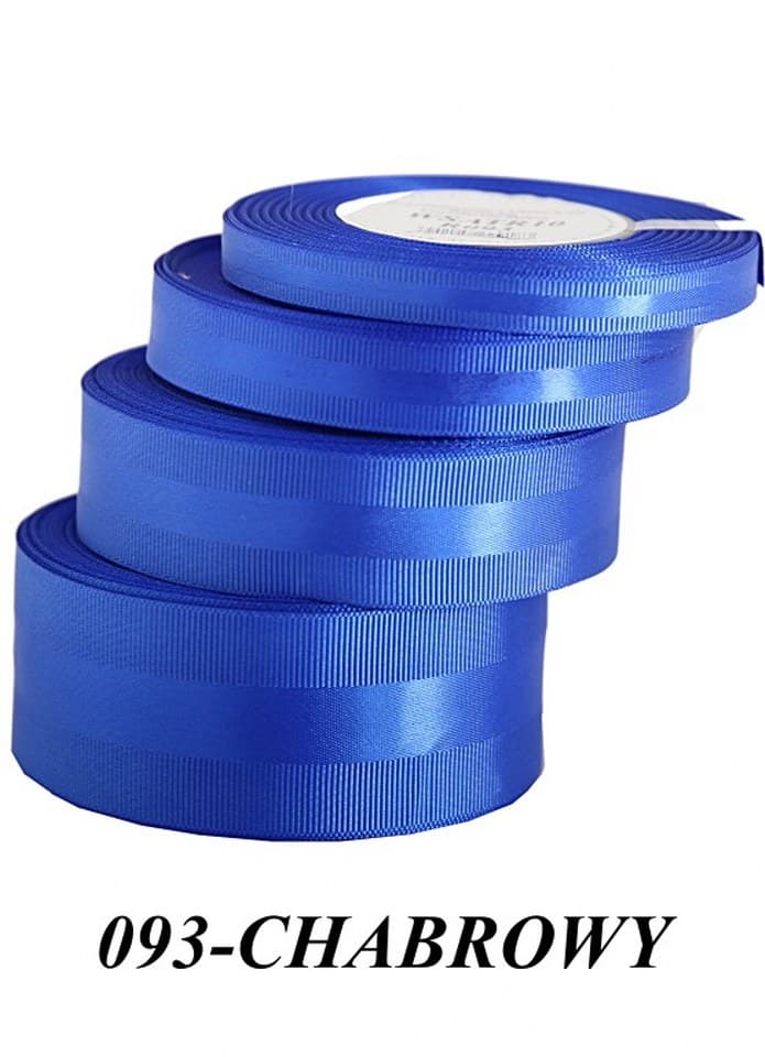 Wstążka z paskiem satyna/ryps,25mm/20y, chabrowa