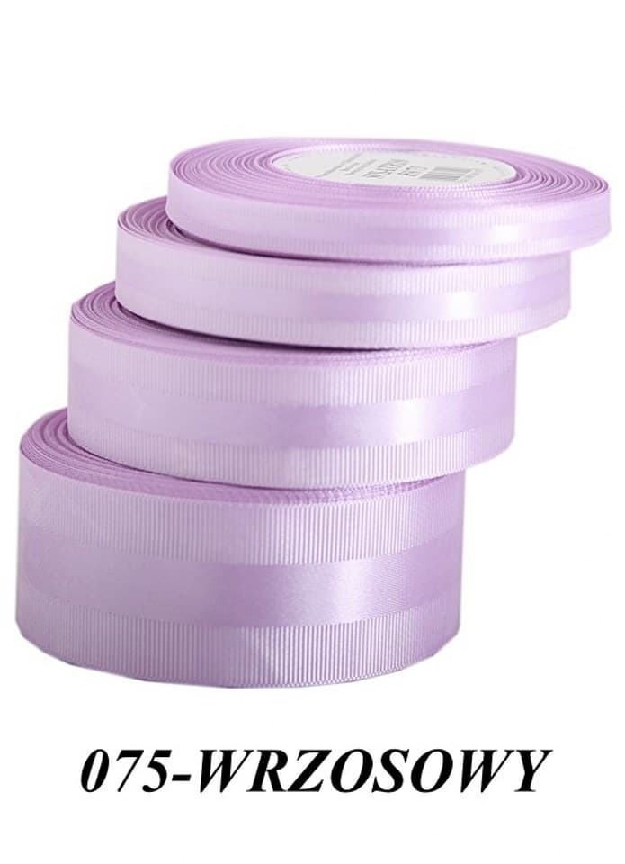 Wstążka z paskiem satyna/ryps,38mm/20y, wrzosowa